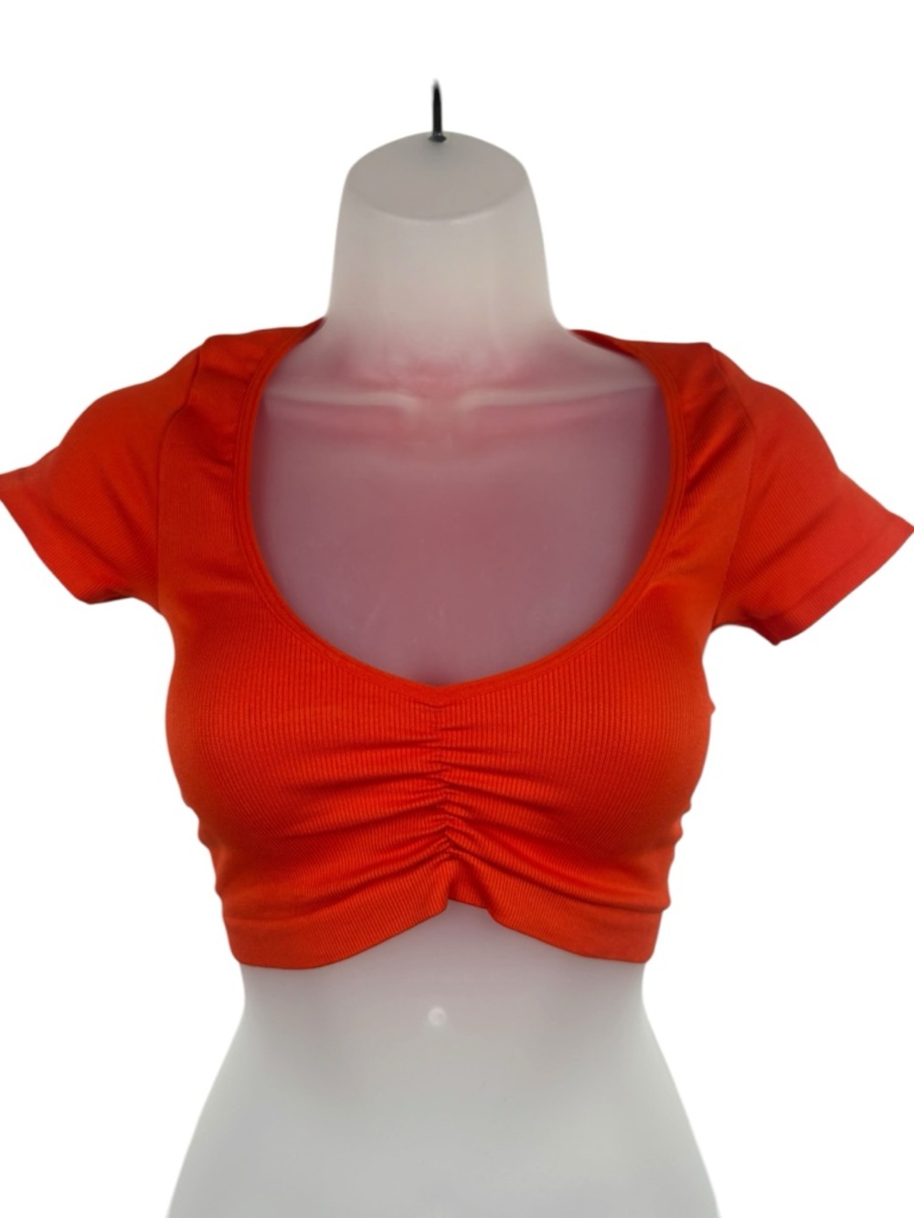 Urban Outfitters Crop Top Ruched Ribbed Orange XS/S Y2K